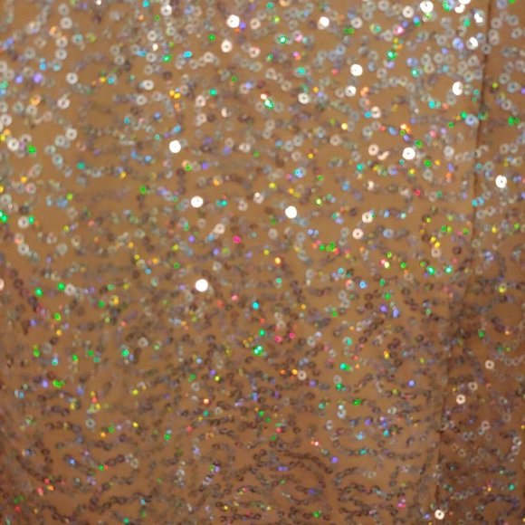 Venus sparkly silver sequin knee length camel color dress XL - Picture 5 of 11